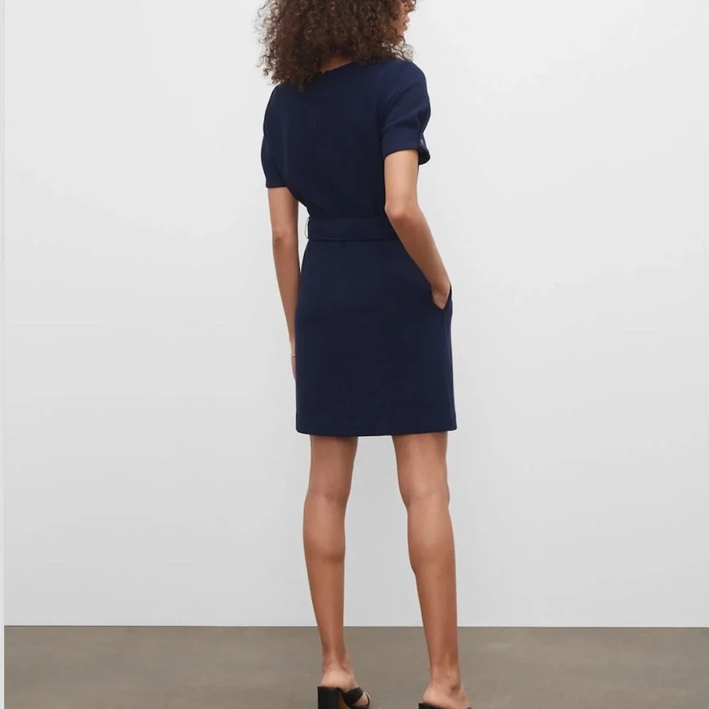 Textured Mini Dress - New With Tags - NEVER WORN - Navy - Picture 2 of 4